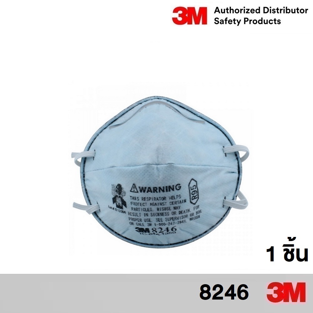 3M 8246 R95 (1ชิ้น) หน้ากากป้องกันฝุ่น ป้องกันฝุ่น PM2.5 & สารเคมีไอกรดอ่อน