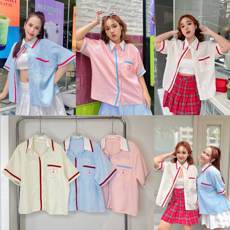 เสื้อเชิ้ตOversized เสื้อเชิ้ตสาวอวบ อก38-50นิ้ว Freesize