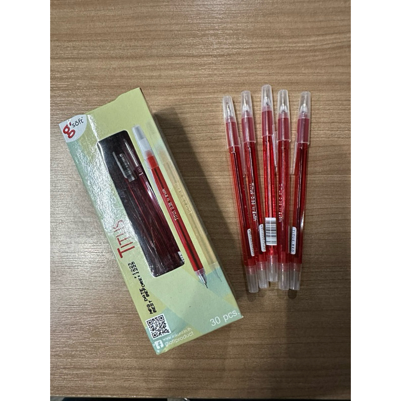 ปากกา TiTus หมึกสีแดง 0.38 มม. (1x30 ด้าม)