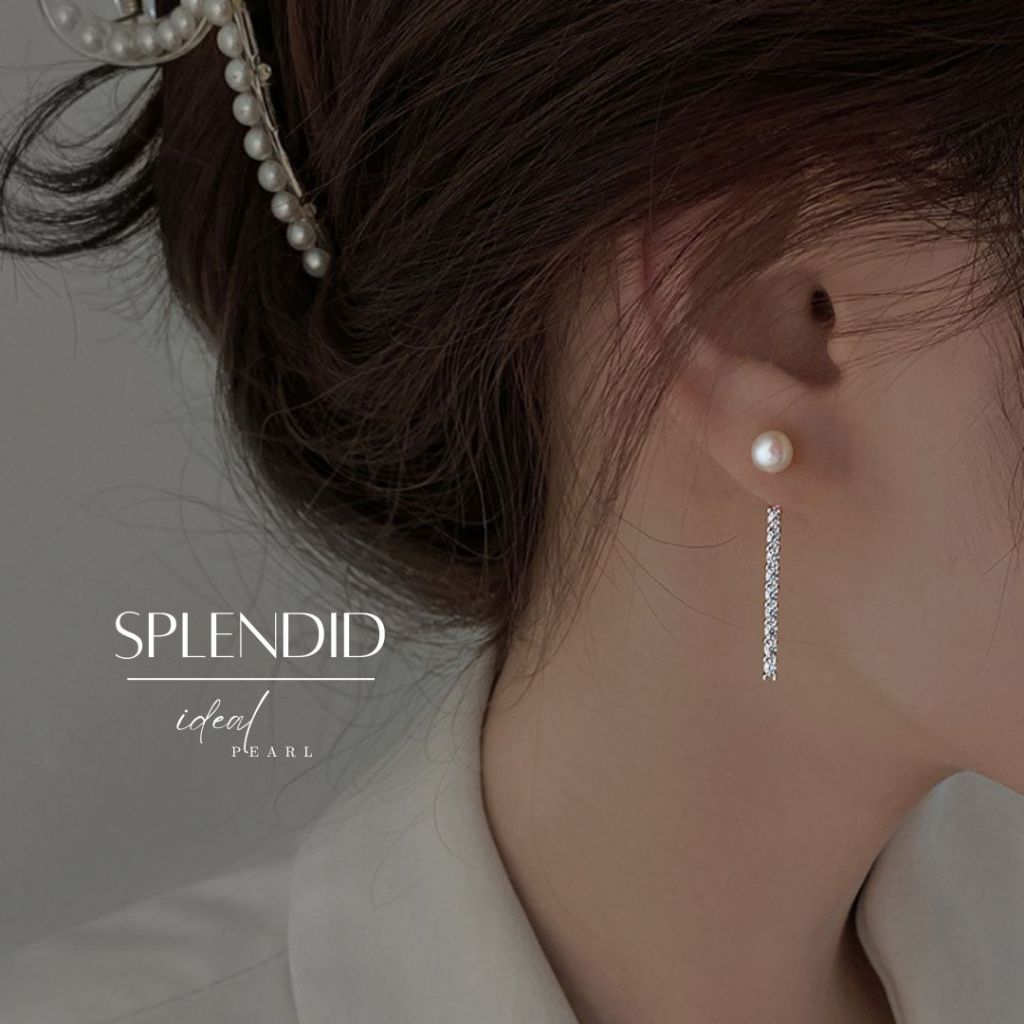 iDEAL ต่างหูมุก Splendid ตุ้มหูเงิน pearl earrings ต่างหูเงิน ต่างหูเพทาย Valentine ของขวัญ