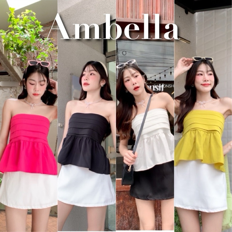 Ambella • เกาะอกระบาย | พร้อมส่ง เสื้อเกาะอกแต่งระบายหน้า งานผ้าครัช สีสวยทุกสี ใส่แมทซ์ได้หลายแบบ