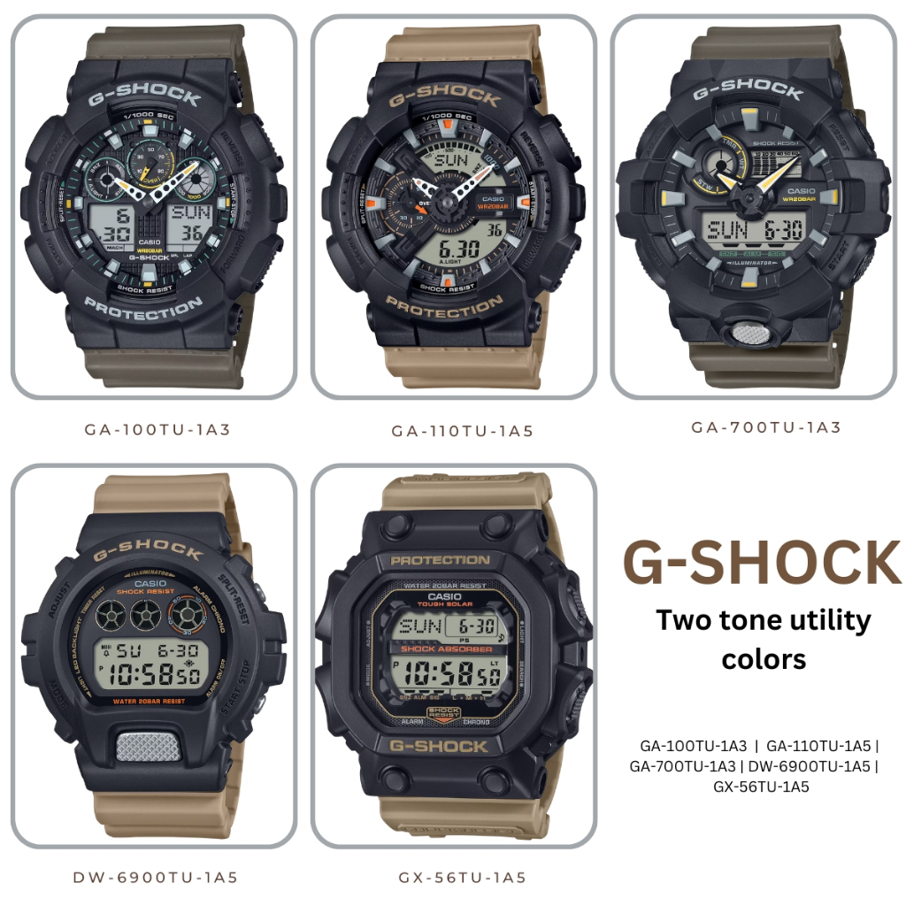 Casio G-Shock นาฬิกาข้อมือผู้ชาย สายเรซิน รุ่น DW-6900TU,GX-56TU,GA-710TU, GA-100TU,GA-110TU(DW-6900