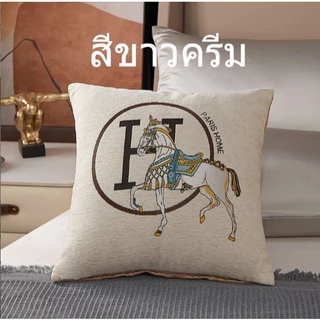 หมอนอิงผ้าฝ้ายปักลายม้าสวย หมอนอิงตกแต่งที่พัก