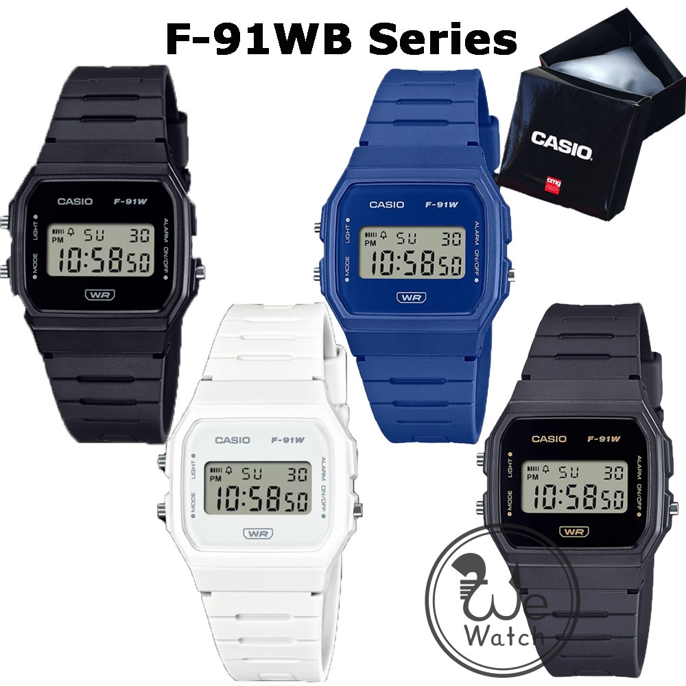 !!ประกัน1ปีและกล่อง CMG!! CASIO รุ่น F91WB นาฬิกาผู้ชาย นาฬิกาผู้หญิง สายเรซิ่น F91 F-91 F-91WB