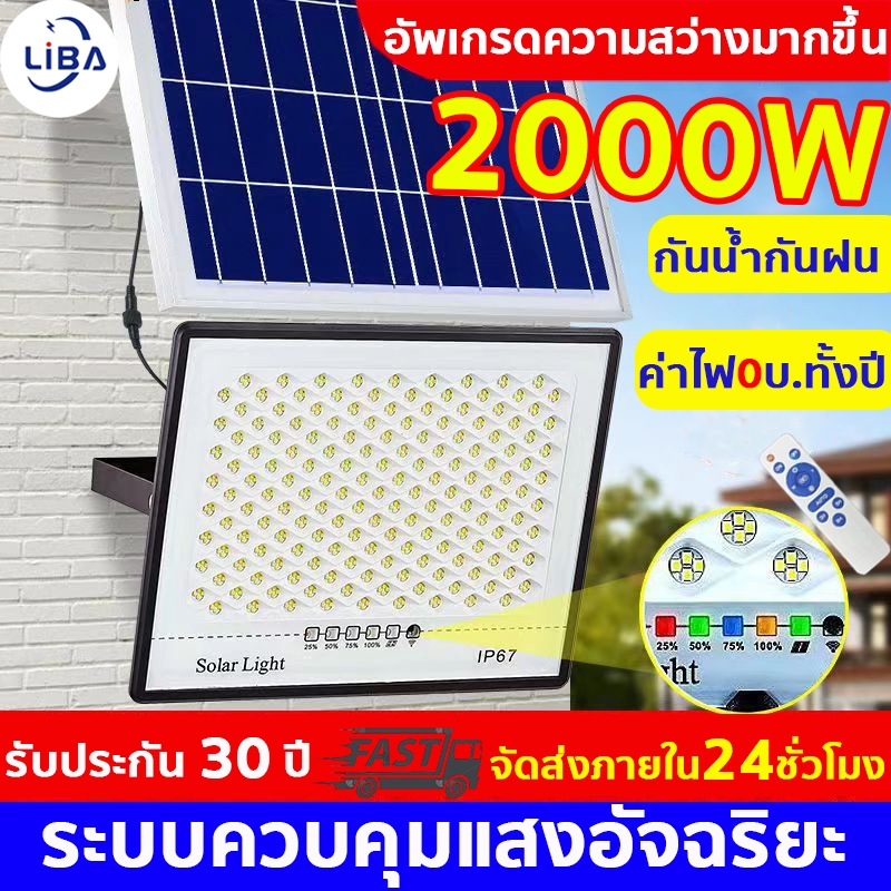 โซล่าเซลล์ ไฟโซล่าเซล ไฟภายนอกอาคาร ไฟโซล่าเซล 100000Wแท้ ไฟสปอตไลท์ กันน้ำ LED IP67 Solar Light ไฟโซล่าเซลล์