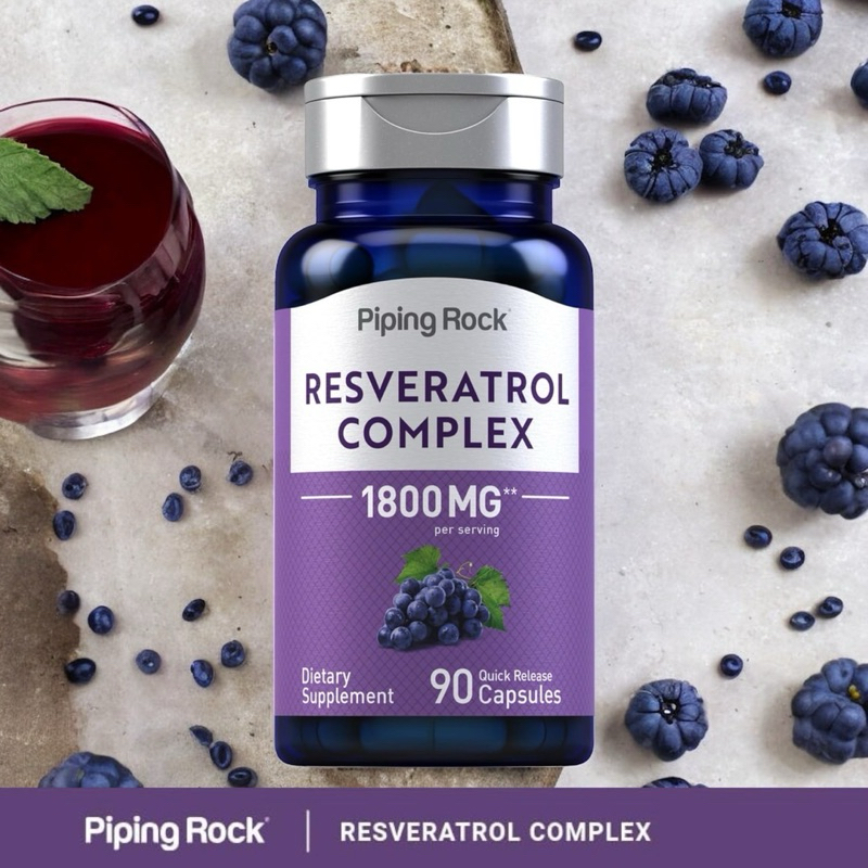 ✅พร้อมส่ง เรสเวราทรอล🍇 Piping Rock, Resveratrol Complex,  1800 mg , 90 capsules