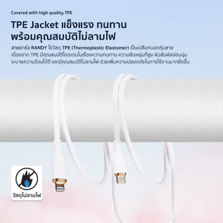 RANDY สายชาร์จ โทรศัพท์ มือถือ สำหรับ USB Type C to L 3A 30W รองรับ Quick Charge Turbo charge วัสดุป้องกันลามไฟ