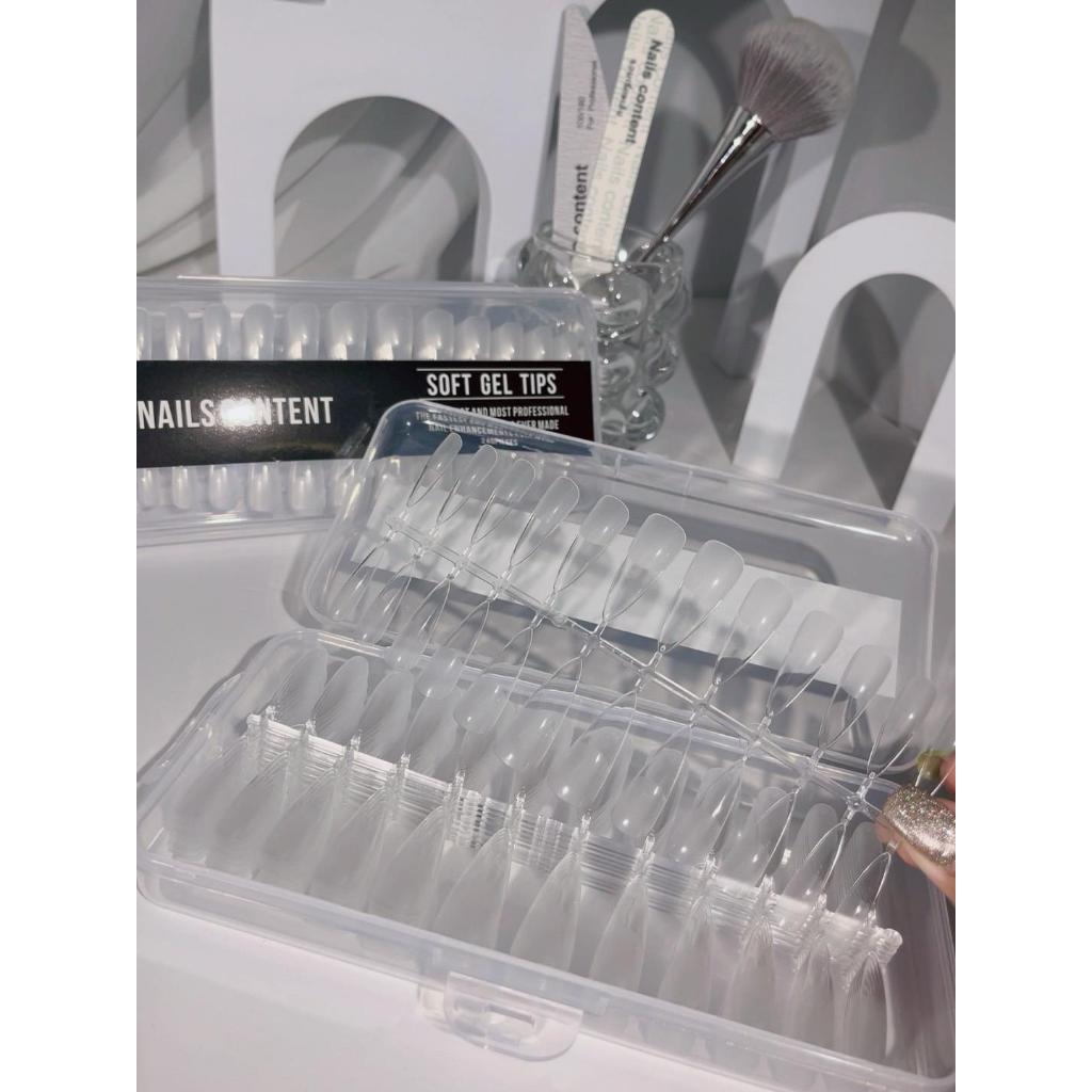 PVC เจลลี่เนื้อ soft gel Nails content ปริมาณ 240 ชิ้น เกรดดีที่สุด เนื้อบางเนียน ไร้โคน (ตะไบมาแล้ว) เหนียวเนียน บีบไม่
