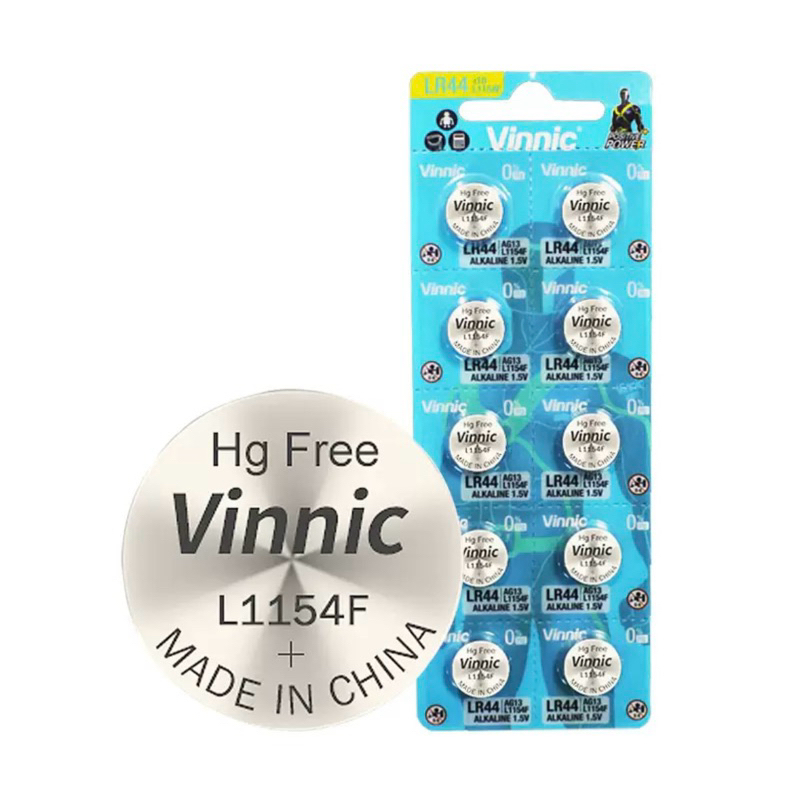ถ่านกระดุม Vinnic L1154F/L1154 1.5V แผง10ก้อน ของแท้