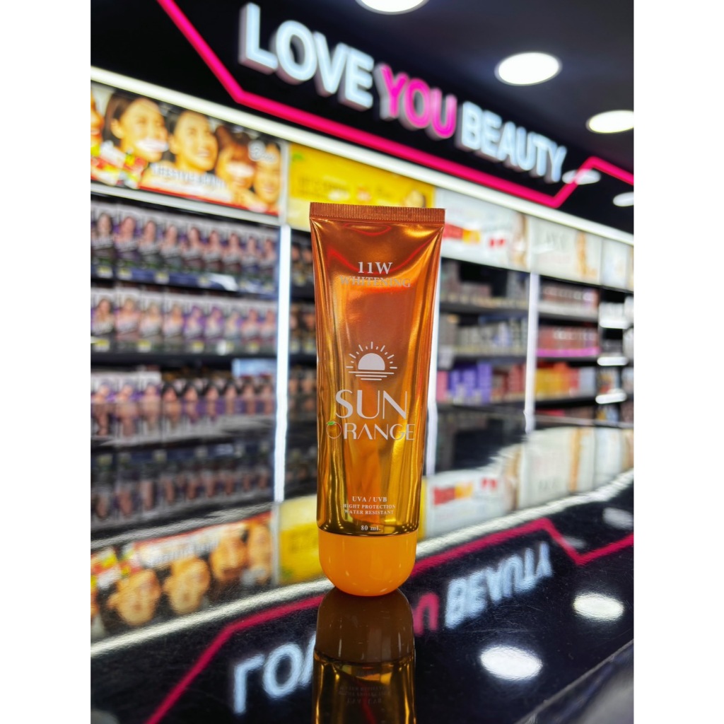 [หลอดเล็ก] กันแดด 11W Whitening Sun Orange SPF 50PA+++ แท้100% ลดรอยดำ ผิวเรียบเนียน 80ml.