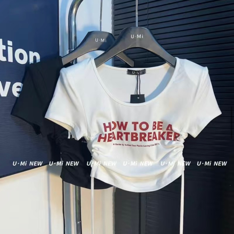 1LDK พร้อมส่ง เสื้อยืดแขนสั้น คอกลม รูดข้าง พิมพ์ตัวอักษรเรียบๆ (63524)