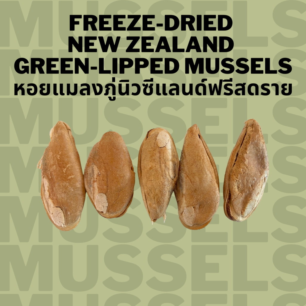หอยแมงลภู่นิวซีแลนด์ฟรีสตราย Bella's Bites Freeze-Dried NZ Green-Lipped Mussels for Dogs and Cats