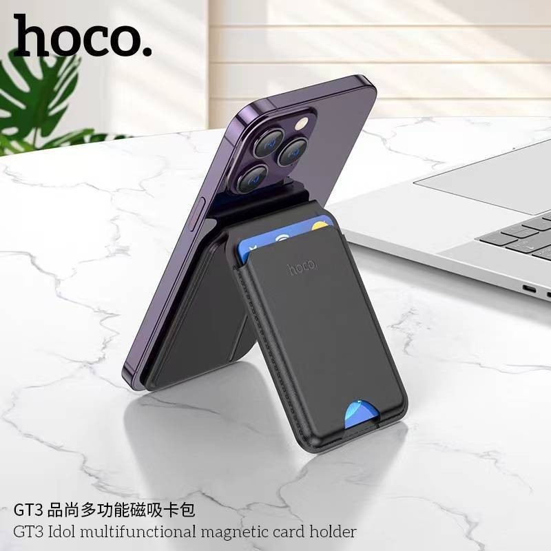 HOCO GT3 ขาตั้งมือถือ แม่เหล็ก MagCase เก็บการ์ดได้ วัสดุผลิตหนัง คุณภาพสูง แม่เหล็ก N52 ดูดติดแน่น