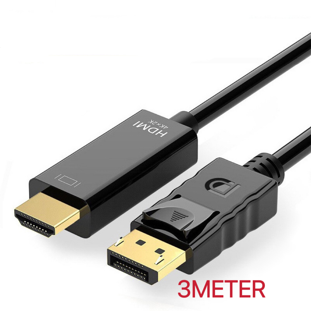 ใหม่ล่าสุด! ของแท้! มีรับประกัน! 4K Display Port DP Male to HDMI CABLE Converter for HDTV 1.8M 3M Black