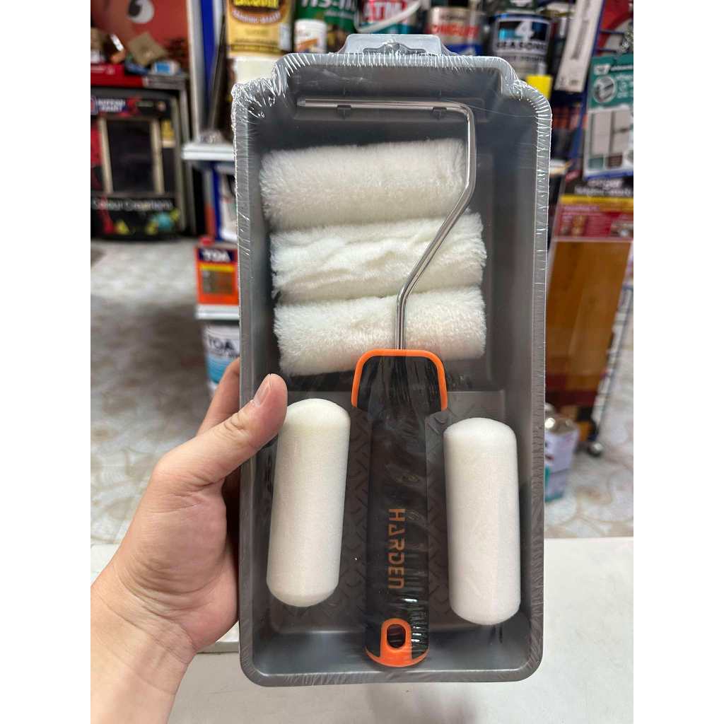 ชุดลูกกลิ้ง 7 ชิ้น  Harden 4'' (100mm) ฮาเด้น No.620133 ลูกกลิ้งโฟม ลูกกลิ้งขนฟู ชุดสุดคุ้ม !!