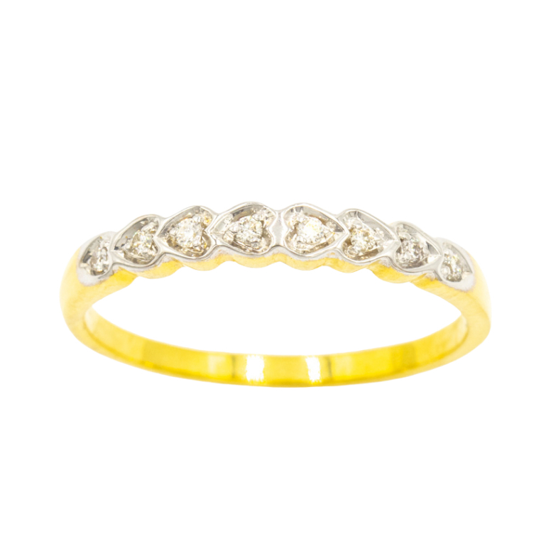 Happy jewelry แหวนแถวหัวใจ สวยๆ แหวนเพชร แหวนทองเพชรแท้ ทองแท้ 37.5% ME790