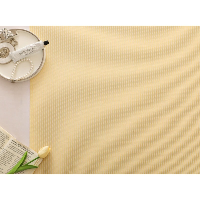 ผ้าาคอตตอน 100% คอตตอนทอทวิล ผ้าหน้ากว้าง 1.6 เมตร ลายริ้วจุดชมพู เหลือง เขียว