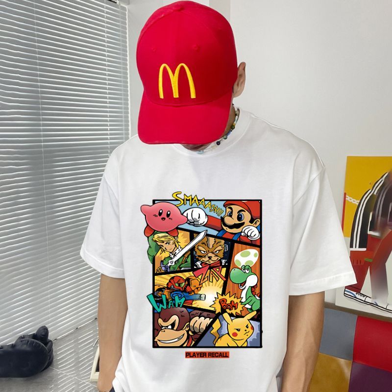 You-T[ส่งจากไทย] เสื้อยืด SuperMario ผ้าcotton100% เสื้อยืดการ์ตูน คอกว้าง ไม่หด ลาย "Super Mario03"