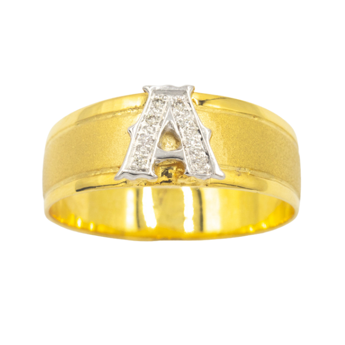 Happy Jewelry แหวนตัวอักษรตัว A แหวนเพชร แหวนทองเพชรแท้ ทองแท้ 37.5% AL102