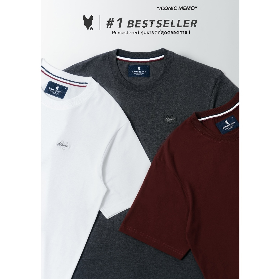 AEIOU เสื้อยืด Memo Supersoft Premium ปักเล็ก รุ่น Iconic Logo สินค้าลิขสิทธิ์แท้