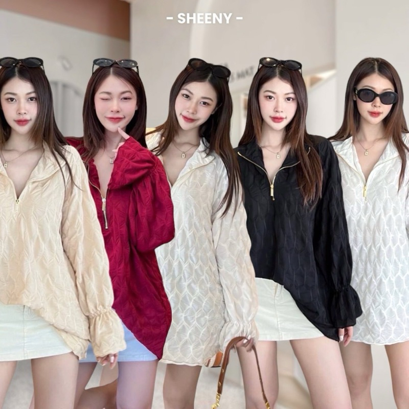 CALYN LAYER ZIPPER MINIDRESS มินิเดรสคอวี ซิปรูด ได้ดูคอเรียวยาว ปลายแขนตุ๊กตา ป้าย Sheeny
