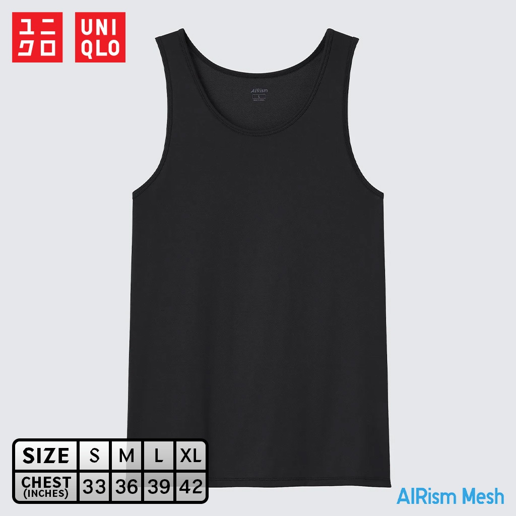 เสื้อกล้ามชาย Uniqlo AIRism Mesh - 09 Black