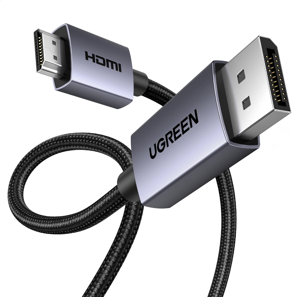 UGREEN รุ่น DP125 สายเคเบิลไนล่อนถัก DisplayPort Male to HDMI รองรับ 4K 30Hz สําหรับมอนิเตอร์ HDTV โปรเจคเตอร์ แล็ปท็อป