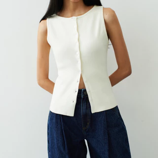 SHE KNOWS - Freya Knit Tank เสื้อแขนกุดนิต คอปาด XS-XL ผ้าคอตต้อนออร์แกนิค