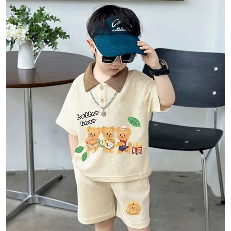ชุดเซ็ตลูกชายหมีเนย ผ้าวาฟเฟิล (ตั้งแต่รูปที่ 3 งานจริง)