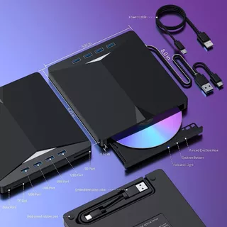 7 in 1 DVD Writer External ดีวีดี พกพา ส่งข้อมูลเต็มสปีดด้วย USB3.0+TYPE-C CD/DVD/VCD ภายนอก External DVD-RW