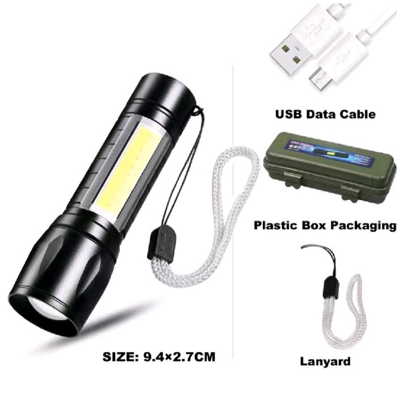ไฟฉายกันน้ำแบบพกพาพกพาได้ ชาร์จไฟได้แบบ USB