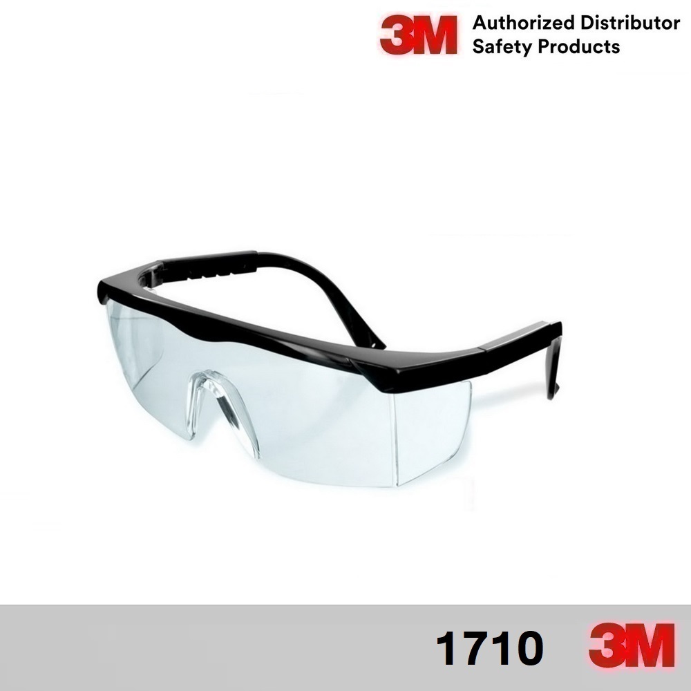 3M 1710 แว่นนิรภัย (แว่นเซฟตี้) กรอบดำ เลนส์ใส Safety Eyewear Protection , Clear, Hard Coat