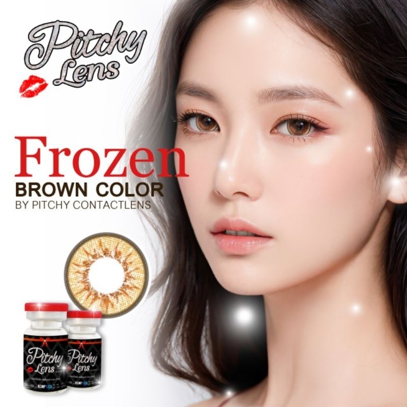 บิ๊กอาย คอนแทคเลนส์ รุ่น frozen gray/ brown ฝาแดง ยี่ห้อ Pitchy lens..