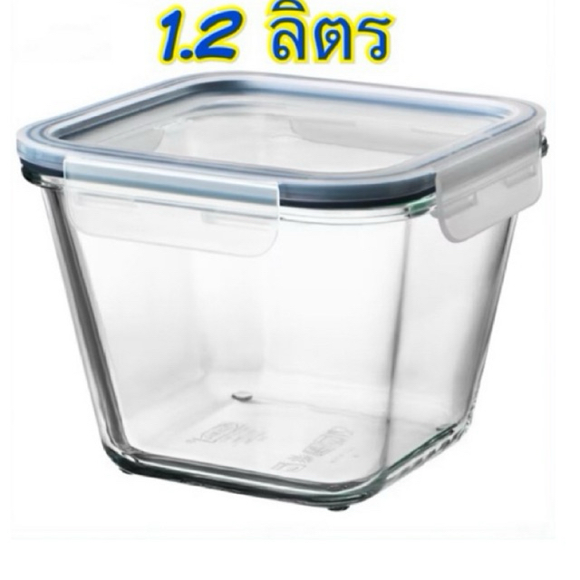 IKEA 365+ อิเกีย 365+ กล่องเก็บอาหารพร้อมฝาปิด, สี่เหลี่ยมจัตุรัส แก้ว/พลาสติก, 1.2 ลิตร