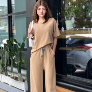 6 colors เสื้อ+ กางเกงขายาว เซ็ต ไซส์ใหญ่ เสื้อยืดลาย เซ็ตชุดลำลอง ทันสมัย สไตล์เท่ กางเกงเอวยางยืดTZ9984