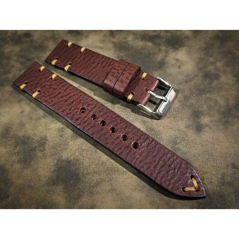 สายนาฬิกาหนังแท้ ทำจากหนังวัวฟอกฝาดอิตาลีแท้ งาน Handmade ทำด้วยมือทั้งเส้น