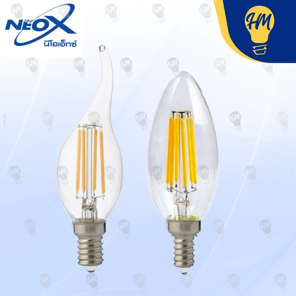Neox หลอดไฟ เปลวเทียน E14 LED 4W แสงวอร์ม แก้วใส (2700K)