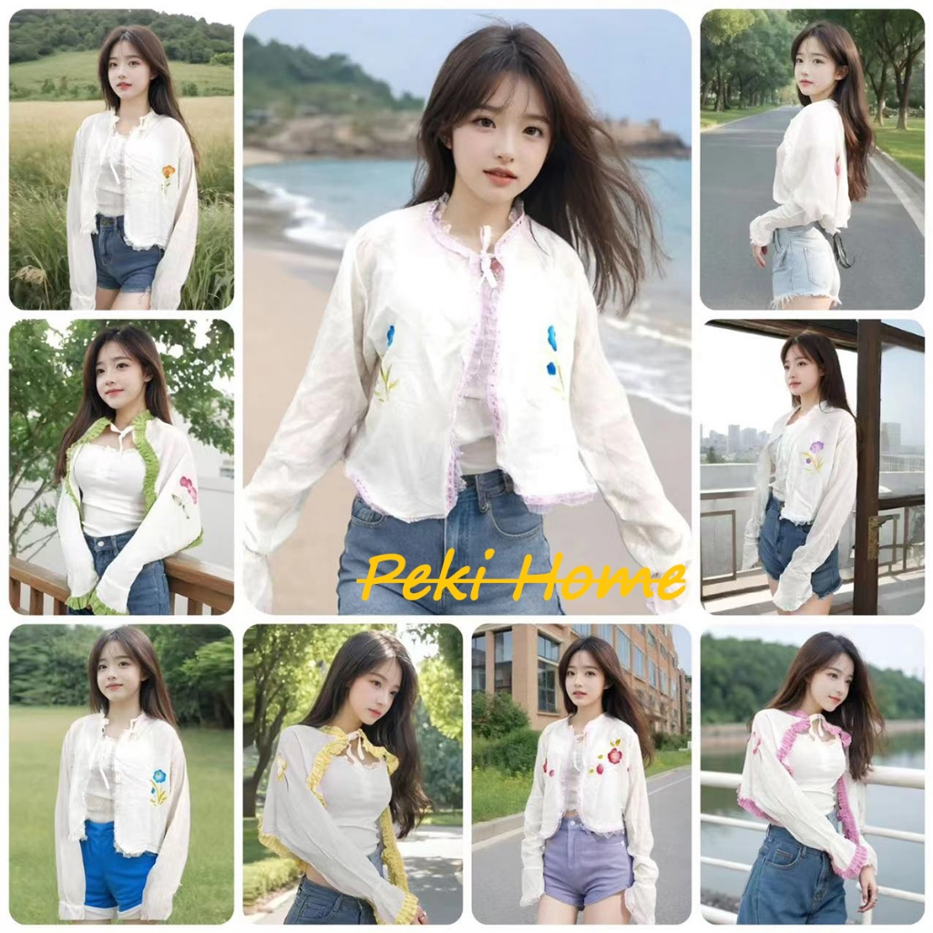 เสื้อคลุมกันแดดผู้หญิง ฤดูร้อน แบบบาง แขนยาว