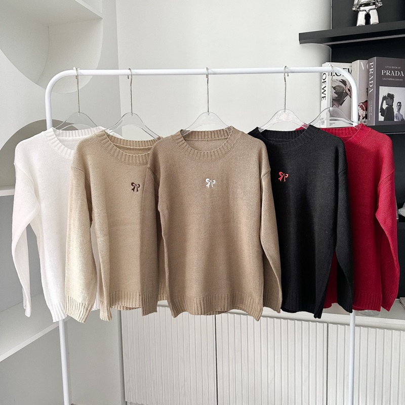 BOW Cadi เสื้อสเวตเตอร์แขนยาวผ้าไหมพรหม พร้อมส่ง