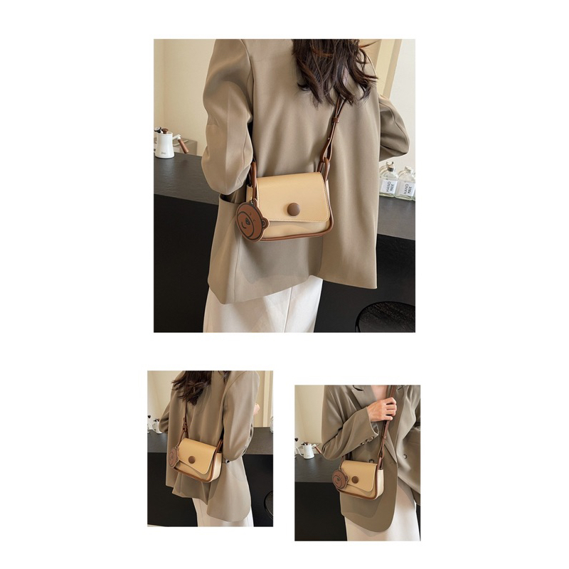 กระเป๋าสะพายไหล่ กระเป๋าสะพายข้างผู้หญิงแบบพกพา หนังPU สวยงาม ไม่มีซิป(0456)