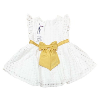 Enfant Amusant Gold New Collection เดรสกระโปรงเด็ก สีขาว สำห…