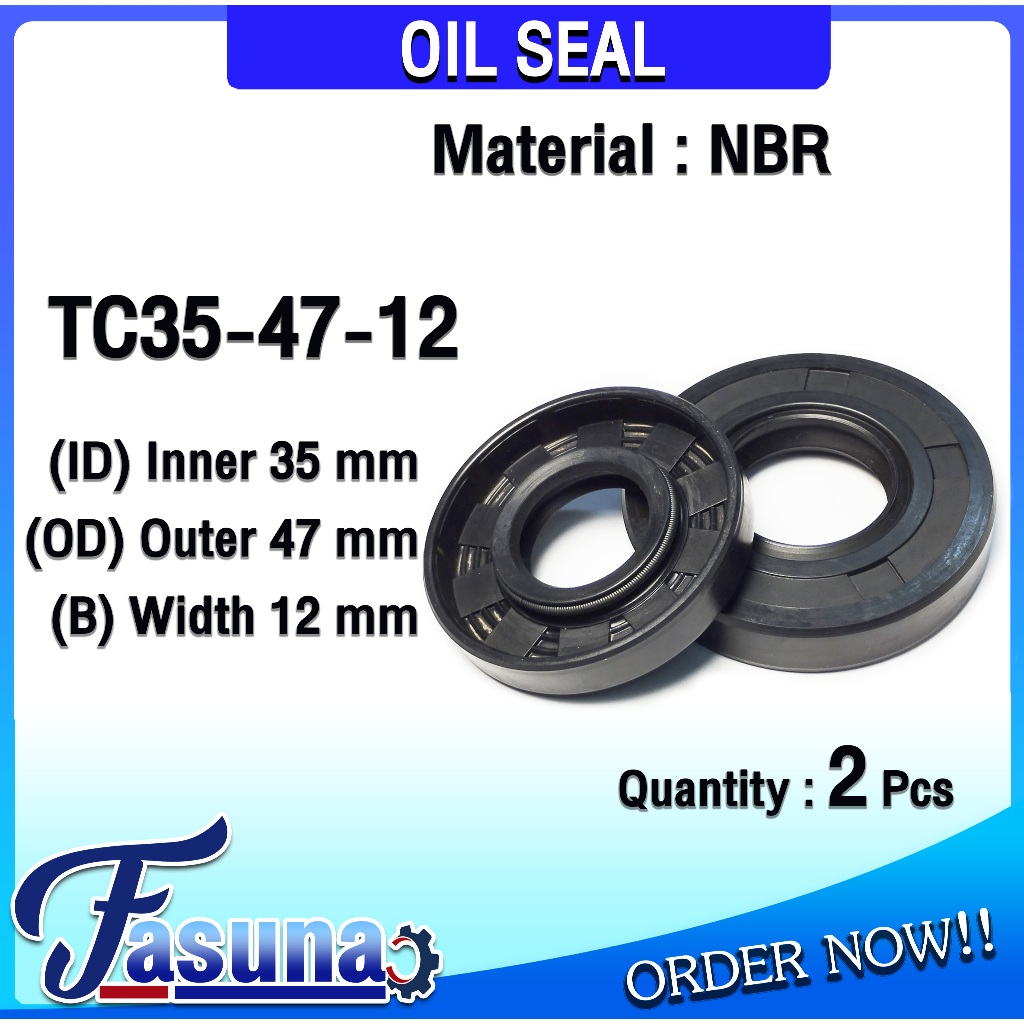 ออยซีล Oil seal TC35-47-12 ออยซีล Oil Seal ซีลยาง TC ซีลกันน้ำมัน ( NBR ) รูใน 35 โตนอก 47 หนา 12 มิ