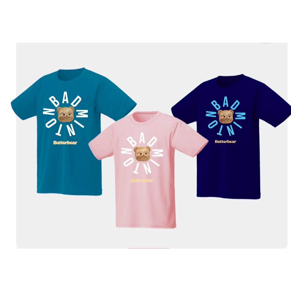 เสื้อกีฬา Butter Bear Badminton สีชพู กรมและเขียวขี้ม้า