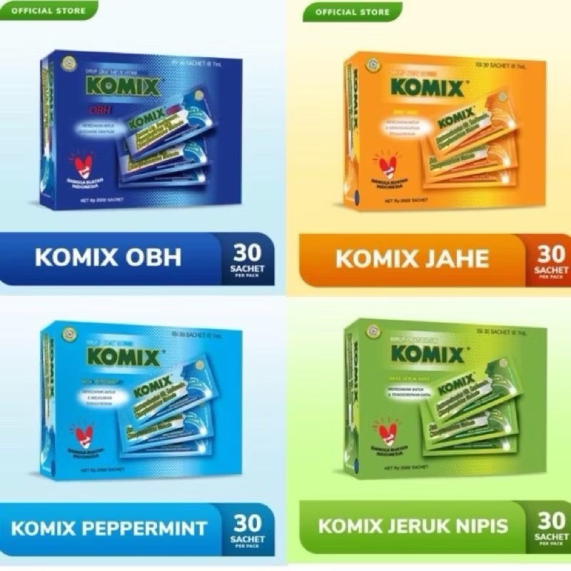 แบรนด์ komix สีเขียว, น้ำเงิน,ส้ม [30 ซอง] ซองละ 7 ml