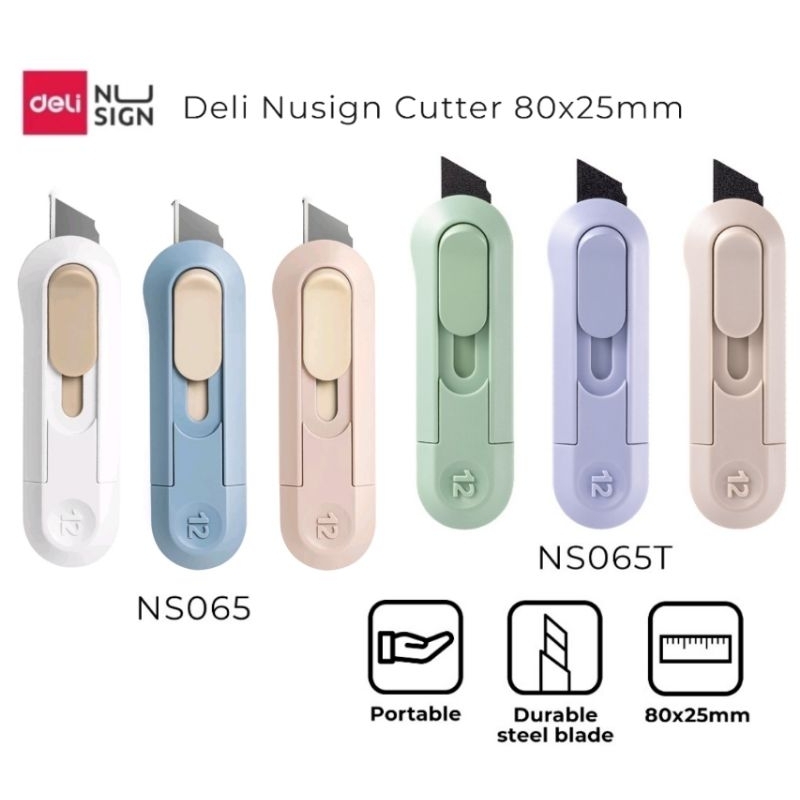 Deli มีดคัตเตอร์มินิ ขนาดพกพา Nusign Mini Cutter รุ่น NS065, รุ่น NS065T (ราคาต่อ 1 ชิ้น)