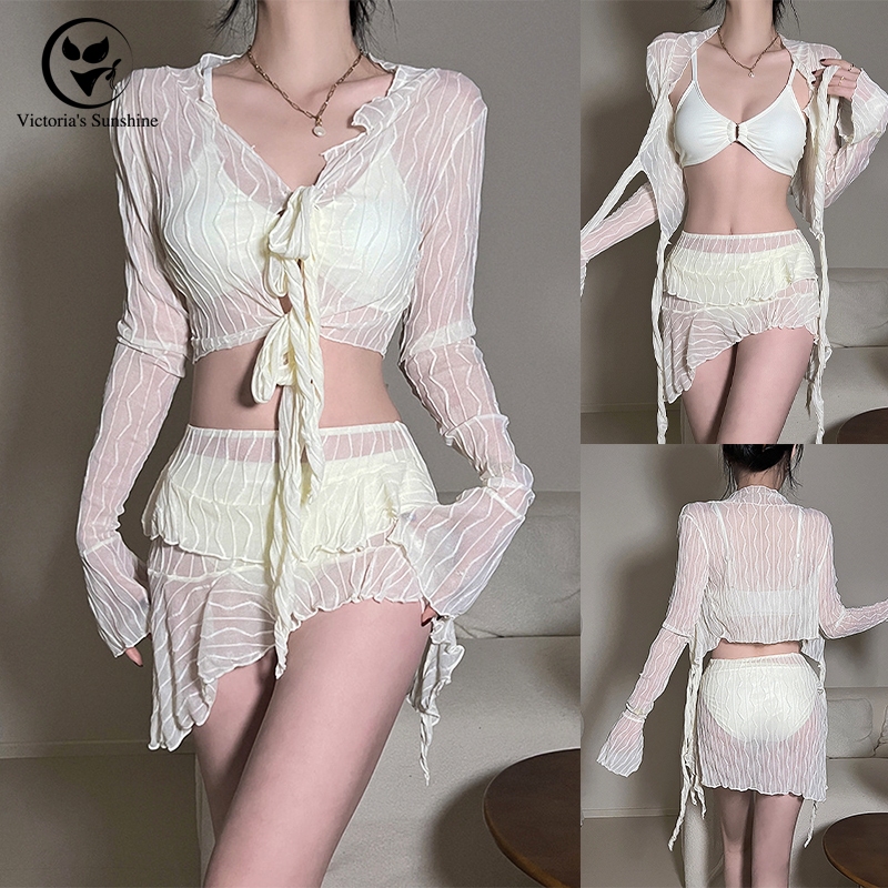 Victoria's Sunshineชุดว่ายน้ำผู้หญิง เซ็ต4ชิ้น ชุดว่ายน้ำกระโปรง bikini sexy ส่งไวจากไทย#0412
