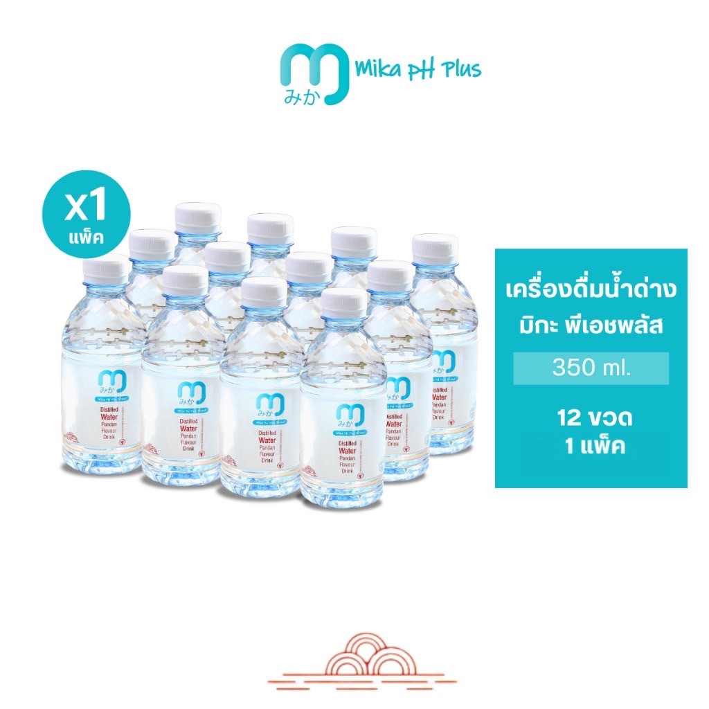 MIKA มิกะ น้ำด่างกลิ่นใบเตย ขนาด 350 ml. 1 แพ็ค (12ขวด)