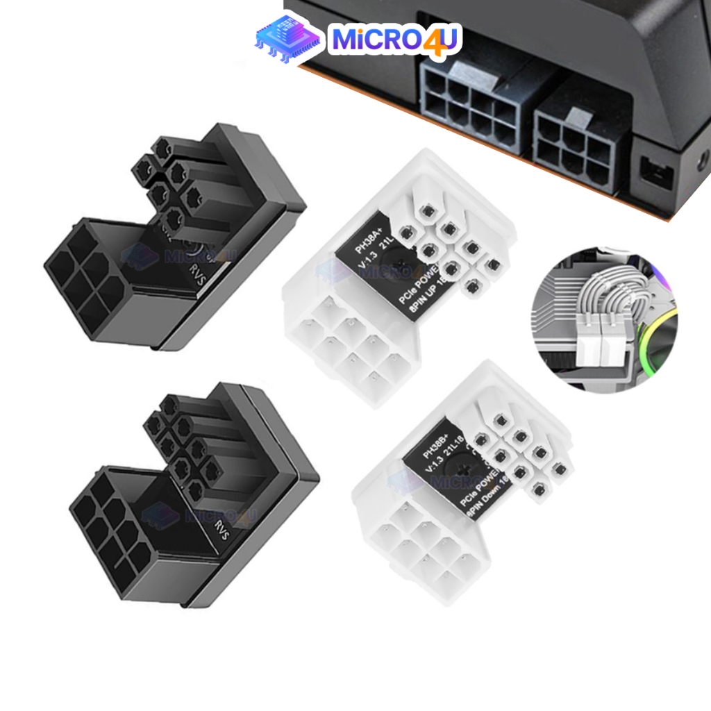 อะแดปเตอร์การ์ดจองอ 180 องศา 8PIN/6PIN Adapter GPU 180 Angle VGA PCIe สำหรับเก็บสายไฟ ซ่อนสายไฟในเคส