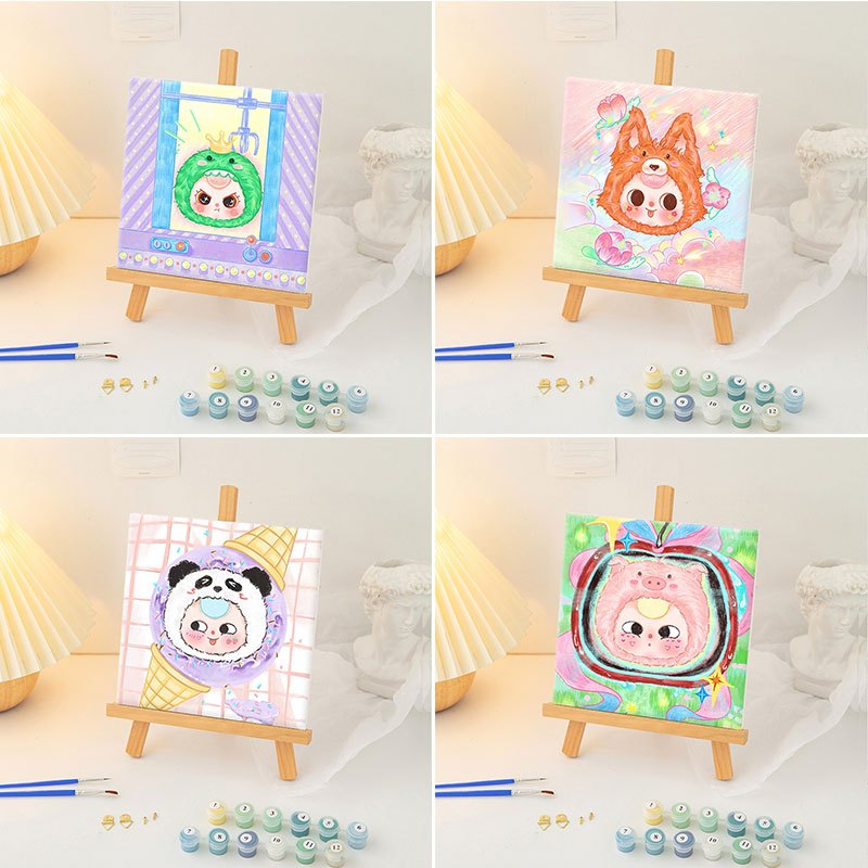 มีกรอบ ระบายสีตามตัวเลข BabyThree 20*20 CM DIY ภาพวาดสีน้ำมันดิจิตอล ฝึกสมาธิ ของขวัญ ส่งมอบทันที