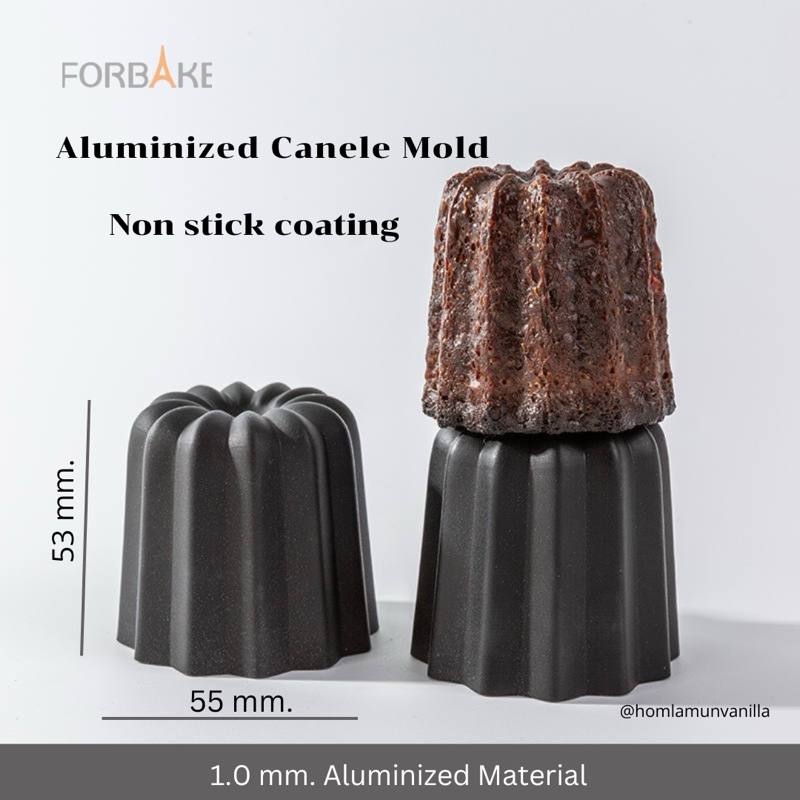 พิมพ์คานาเล่ อลูมิเนียม Forbake Aluminized Canele Mold Non-Stick Coating สีดำ แพค 1 ชิ้น